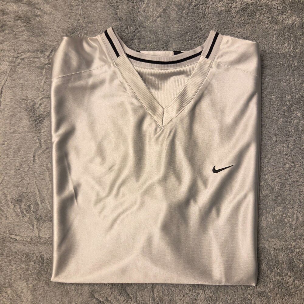 Vintage Y2K Nike Reversible Training Jersey White Off-White V-Neck Mesh Tank